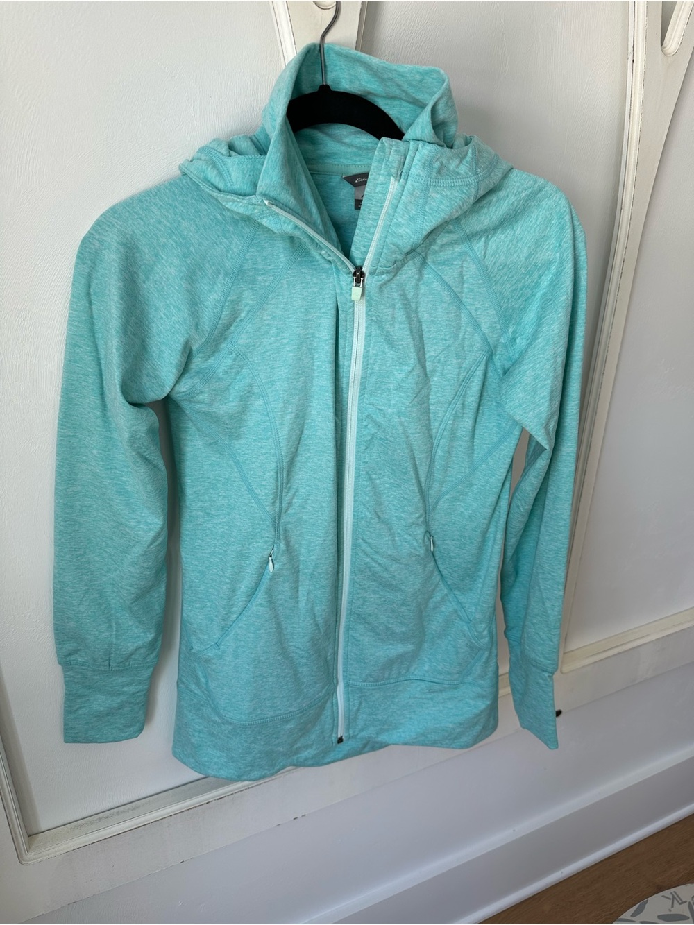Light Teal Hooded Zip Jacket - Women